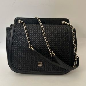 Tory Burch Black Leather Flap Handbag